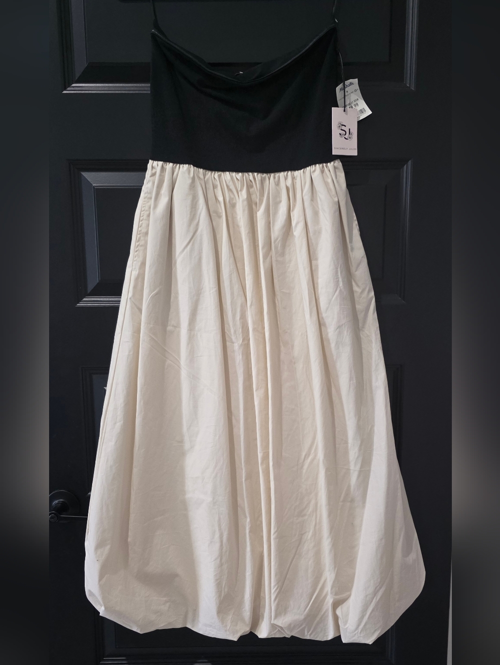 Sincerely Jules Black & Cream Full Gathered Maxi Skirt
